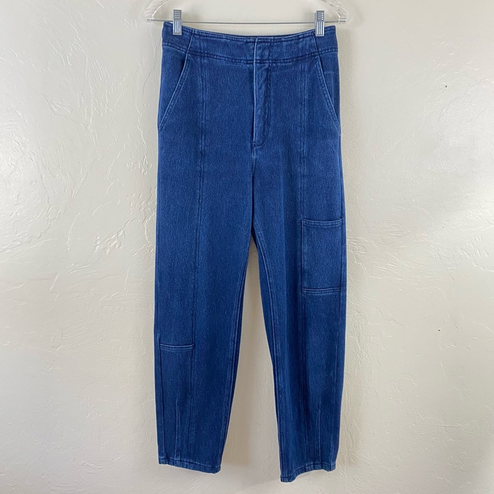 Anthropologie Pilcro Size 26 Dark Blue Cotton Knit High Waist Tapered Leg Jean